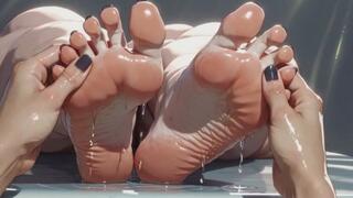 SSBBW Oil Foot Massage Close Up - Big Beautiful Feet & Toes