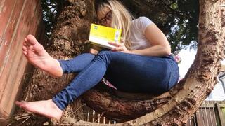 Barefoot Reading Outdoors