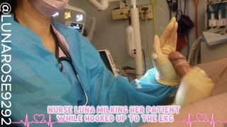 BG NURSE LUNA MILKING HER PATIENT WHILE HOOKED UP TO THE EKG MACHINE! Watch me glove up and collect a sperm sample from my patient while he is hooked up to the EKG machine WEARING: Blue disposable thumb loop surgical gown, XS diamonds grip gloves
