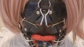SISSY TRANS COCK SUCK TRAINING. CRUELLY MASKED AND GAGGED SO SHE CANT GET THE DICK IN HER MOUTH