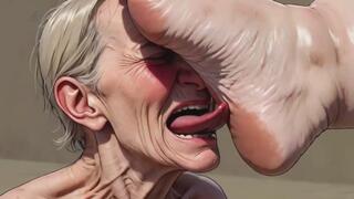 Old Granny Sucking Fat BBW Feet - Extremely Horny Foot Worship