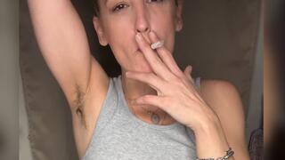 Smoking A Cigarette While I Make You Worship My Sweaty Hairy Armpits & Give You Jerk Off Encourament