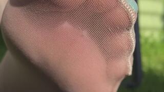 Up close toes in nylon