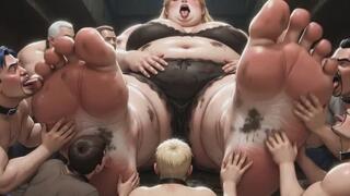 Huge Obese Giantess BBW - Slave Men Licking & Cleaning Her Big Feet