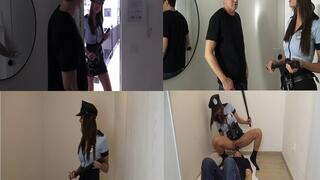 Aggressive Policewoman goes grazy!
