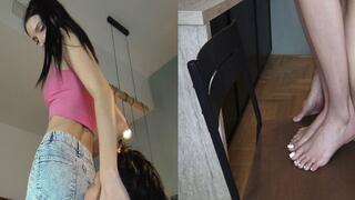 Girl nexst door jeans ass worship domination with penis trampling!