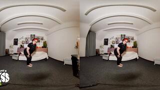 VR 180: Gassy stepmom jeans fart JOI - sniff my gassy butt