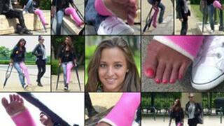 Amirah LLC Crutching in the Park and Showing Off Her Cast Foot (in HD 1920X1080)