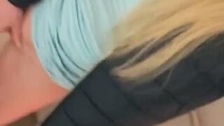 Public pussy play on a train