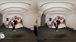 VR 180: Gassy stepmom jeans fart JOI - sniff my gassy butt mp4