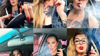 Collection of six videos: smoking in the car (hotboxing)