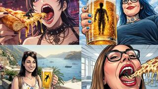 Giantess Vore Feast: Tiny Snacks on Pizza & Drinks
