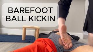 Barefoot Ball Kicking Destruction: Goddess Veronica Warns She Might Pop His Blue Balls