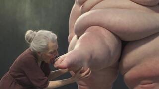 90 Year Old Granny Sucking Obese SSBBW Toes - Extremely Horny Foot Play