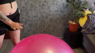 girl hard jump on pink geam ball