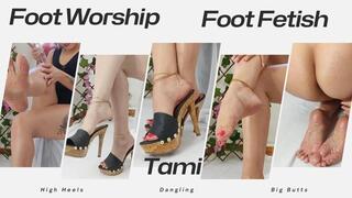 Foot worship, high heels, big ass, nudity, wrinkled soles, dangling heel (4)