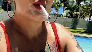 Stepmom on vacation, smoking by the pool — Dunhill White