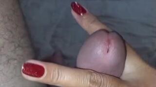 Sparkly Red Nails Glans Worship - Intense Close-Up Massage & Sensitive Cumshot POV