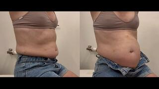 Belly Play in Outgrown Jeans