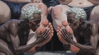 Black Slave Girl Licking Royal Feet - King and Queen Foot Domination