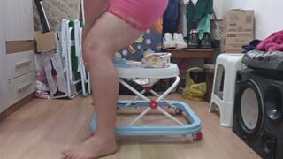 a little over 100kg riding in a small walker made to support a maximum of 12kg