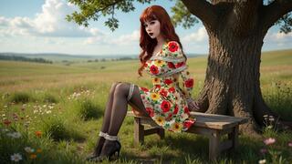 Beautiful Redhead Begs to Be Tied Up Gagged in the Countryside Tight Rope Bondage Exposed