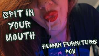 HUMAN FURNITURE POV: Red Lipstick, Heavy Sitting & Messy Spitting Fetish