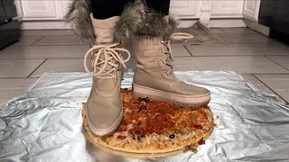 Pizza Crushing in Winter Boots