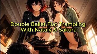 Double Ballet Flat Trampling With Nataly & Sakura | Femdom Trampling Animation
