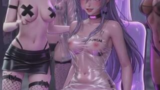 Public Groping in Neon District - Wrapped Girl Moaning for Strangers
