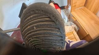 4K CC Nike sports shoes - POV trampling on human-shaped carpet