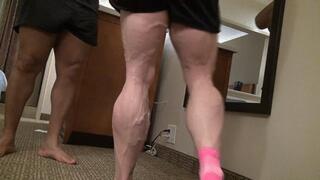 Calf comparison and stomach punch