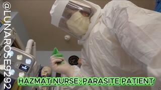 HAZMAT NURSE: PARASITE PATIENT! You come in and you’re not doing well at all! So to protect myself I put on my hazmat suit on and perform the prostate exam and a green goo comes out of your ass, so I decided to collect a sperm sample to get further