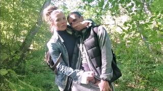 Peeing in the woods with jerking and hand over mouth