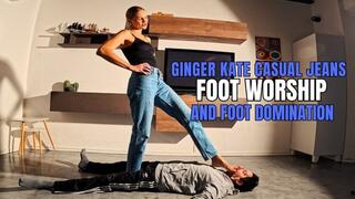 Ginger Kate casual jeans foot worship and foot domination
