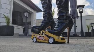 HIGH HEEL TRUCK DESTRUCTION – Denim Goddess Crushes a Pickup with Stiletto Power