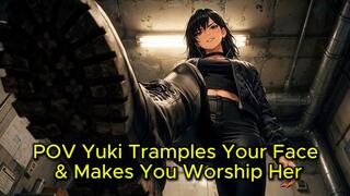 POV Face Trampling & Boot Worship - Yuki Makes You Lick Her Tactical Boots Clean