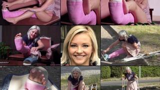 Zazie LLC Getting Ready to Go Out and Crutching in the Park with Foot Play (in HD 1920X1080)