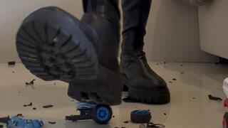 Laura Brutally Crushing Toy Cars With Black Boots