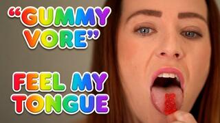 Close Up Gummy Bear Vore - Sexy Redhead Teases & Swallows Tiny Gummy on Her Tongue!