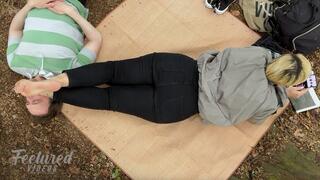 Resting my feet on your face whilst I relax in the park (Full HD 1080 MP4)