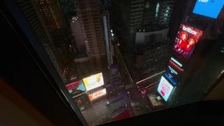 cuck listen to me get fucked while looking out at Times Square