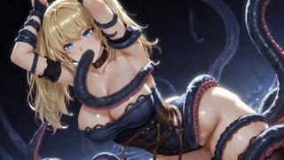 Busty Blonde Corset Slut Deepthroated and Ravaged by Tentacles