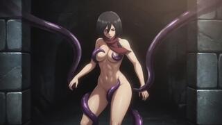 Purple Tentacle Bondage Pleasure – Red Scarf Girl Moans in Dungeon - Attack on Titan