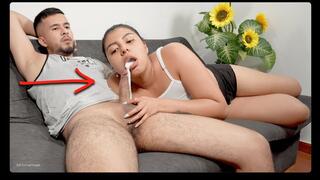 My Stepbro Had A Sudden Boner And I Milked His Testicles!