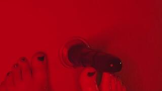 Devilish dildo footjob