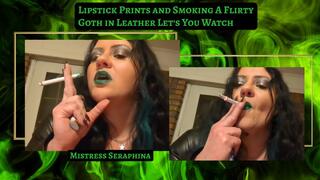Lipstick Prints and Smoking A Flirty Goth in Leather Let's You Watch
