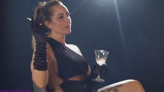 Samantha Jayne smoking corks 100s cigarettes in sexy dress and gloves