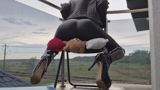 Leather Boot Goddess Dominates 3 Plushies Outdoors | Chair Facesitting & Mean Farts