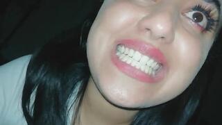 A beautiful young woman yawning